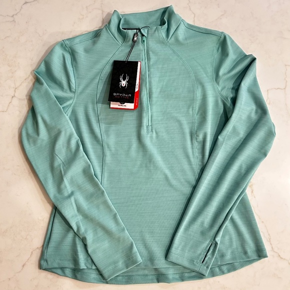 Spyder Active Women's Half Zip LS Technical Shirt - NWT - Large - Pool Blue - Picture 1 of 9
